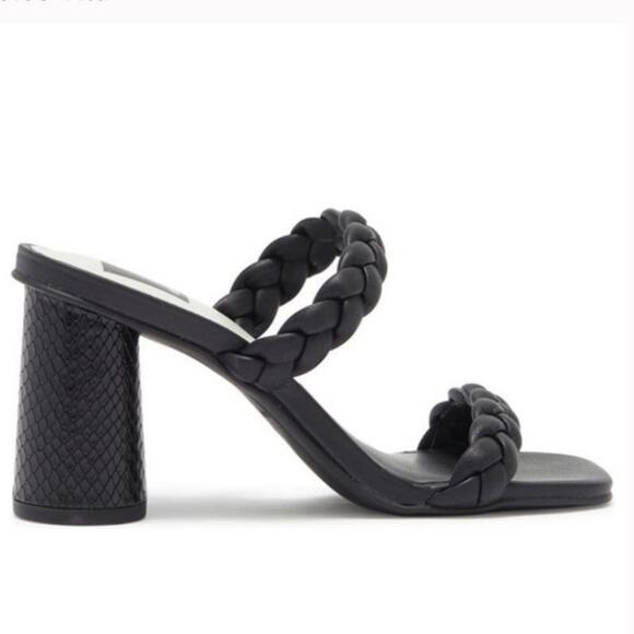 NEW DOLCE VITA Paily Braided Slide-on Mule Sandal Heels Sz 6 Black Vaca Party - Picture 1 of 13